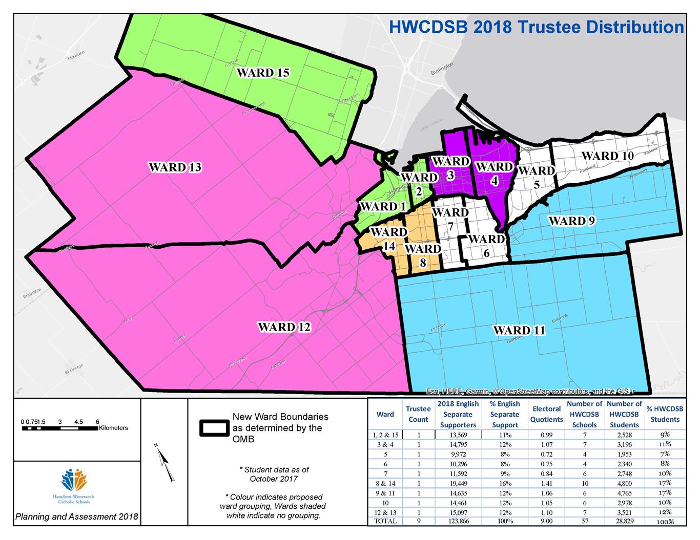HWCDSB Trustee Distribution Map
