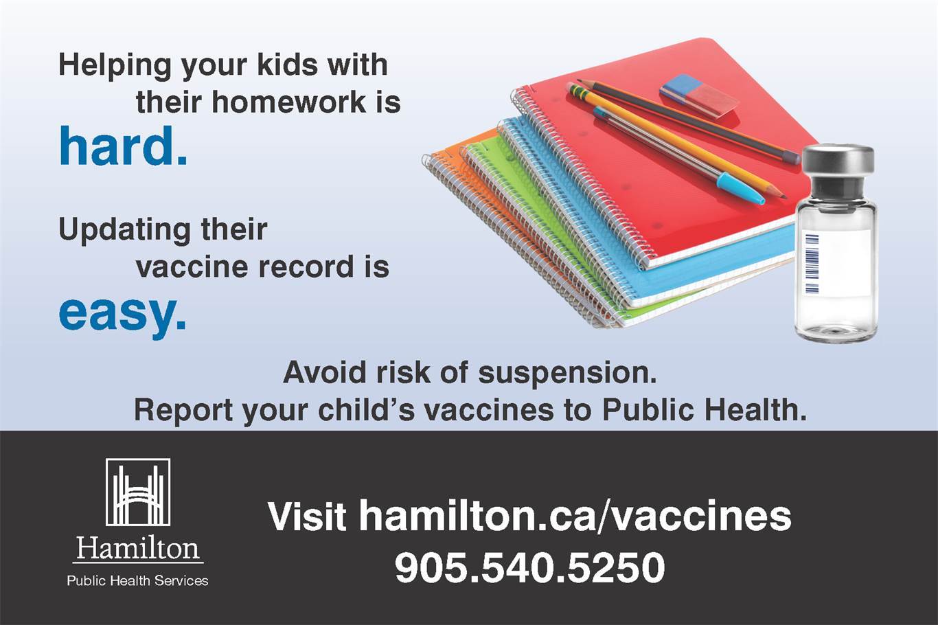 Avoid risk of suspension. Report your child’s vaccines to Public Health.